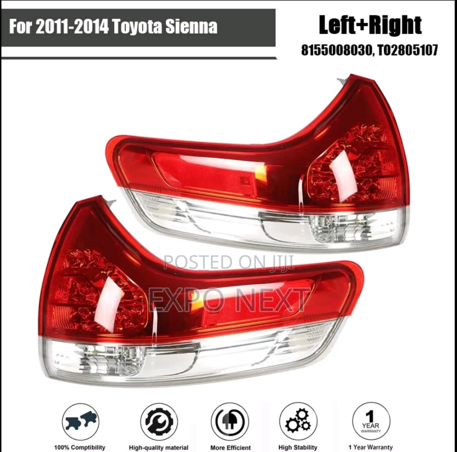 Tail Light 2011-2014 Toyota Sienna Pair