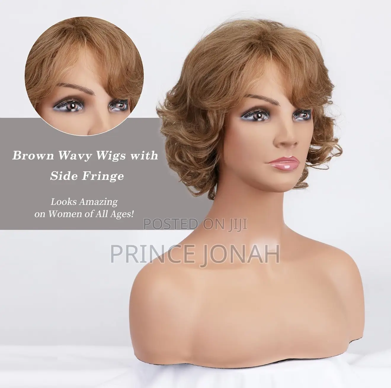 Bestung Brown Short Curly Wavy Hair Wig for Women
