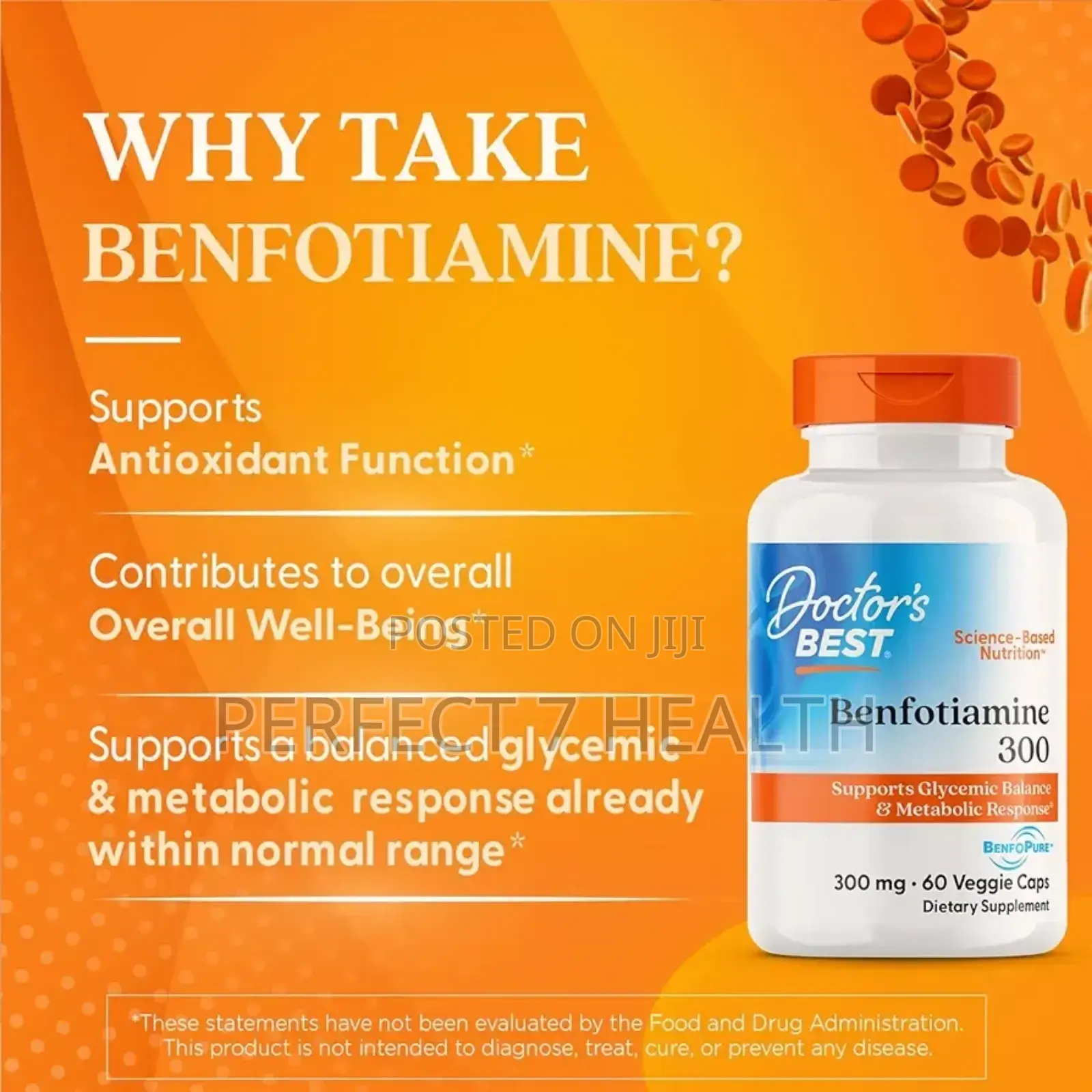 Benfotiamine 300mg, Nerve Damage Blood Sugar Health, 60 Veggie Caps
