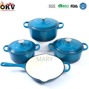 4set/ 7pcs Enamel Cast Iron Cookwares