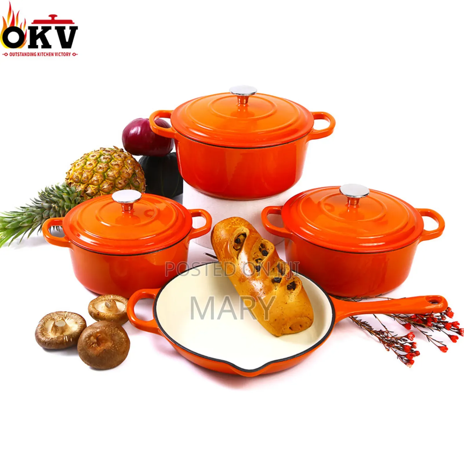 4set/ 7pcs Enamel Cast Iron Cookwares