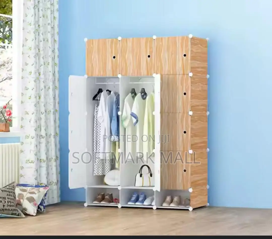 Brown 12 Cubes Wardrobe With Shoe Rack