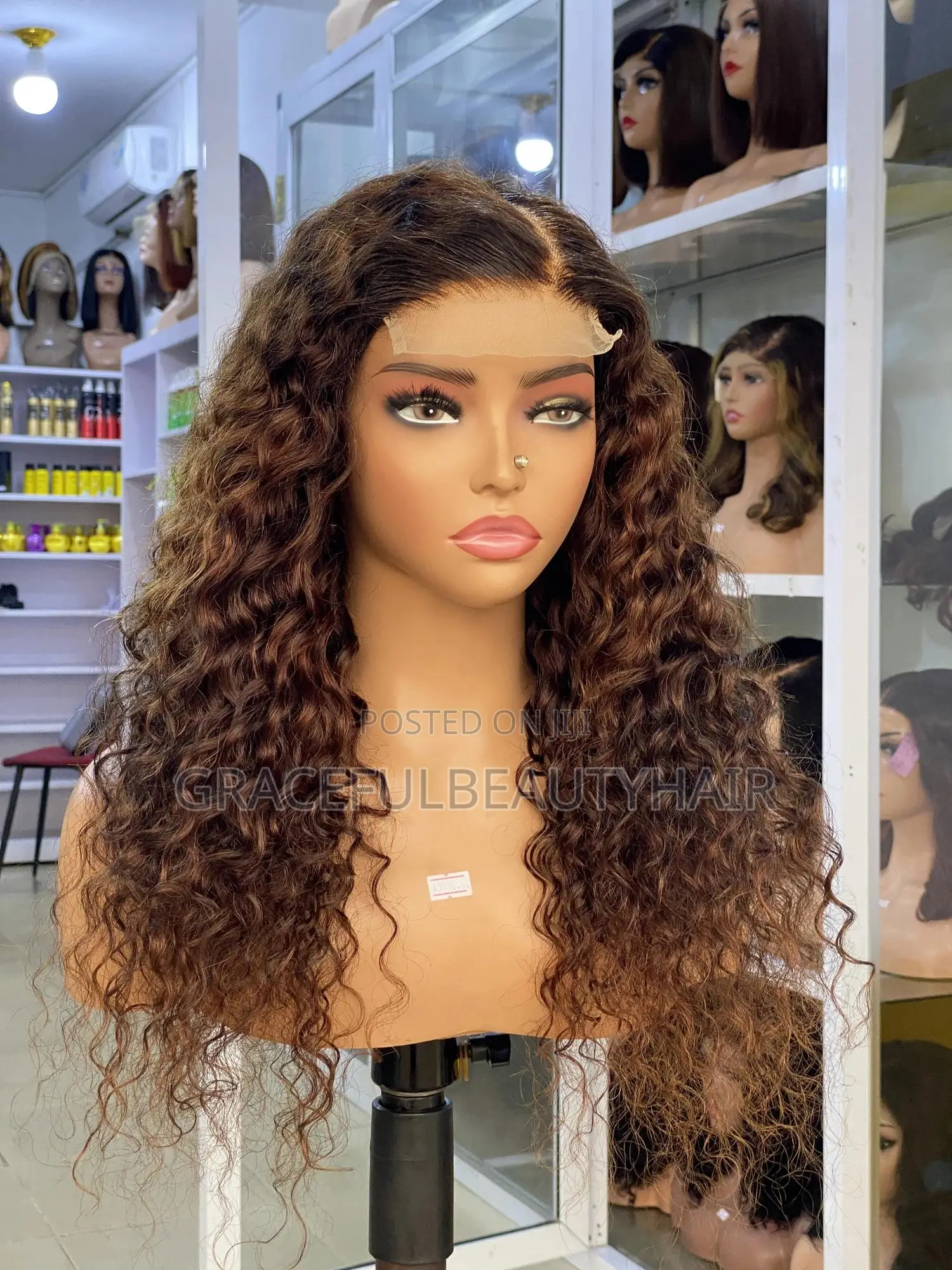 20 Inches Carribean Curly Wig Cap Color Brown