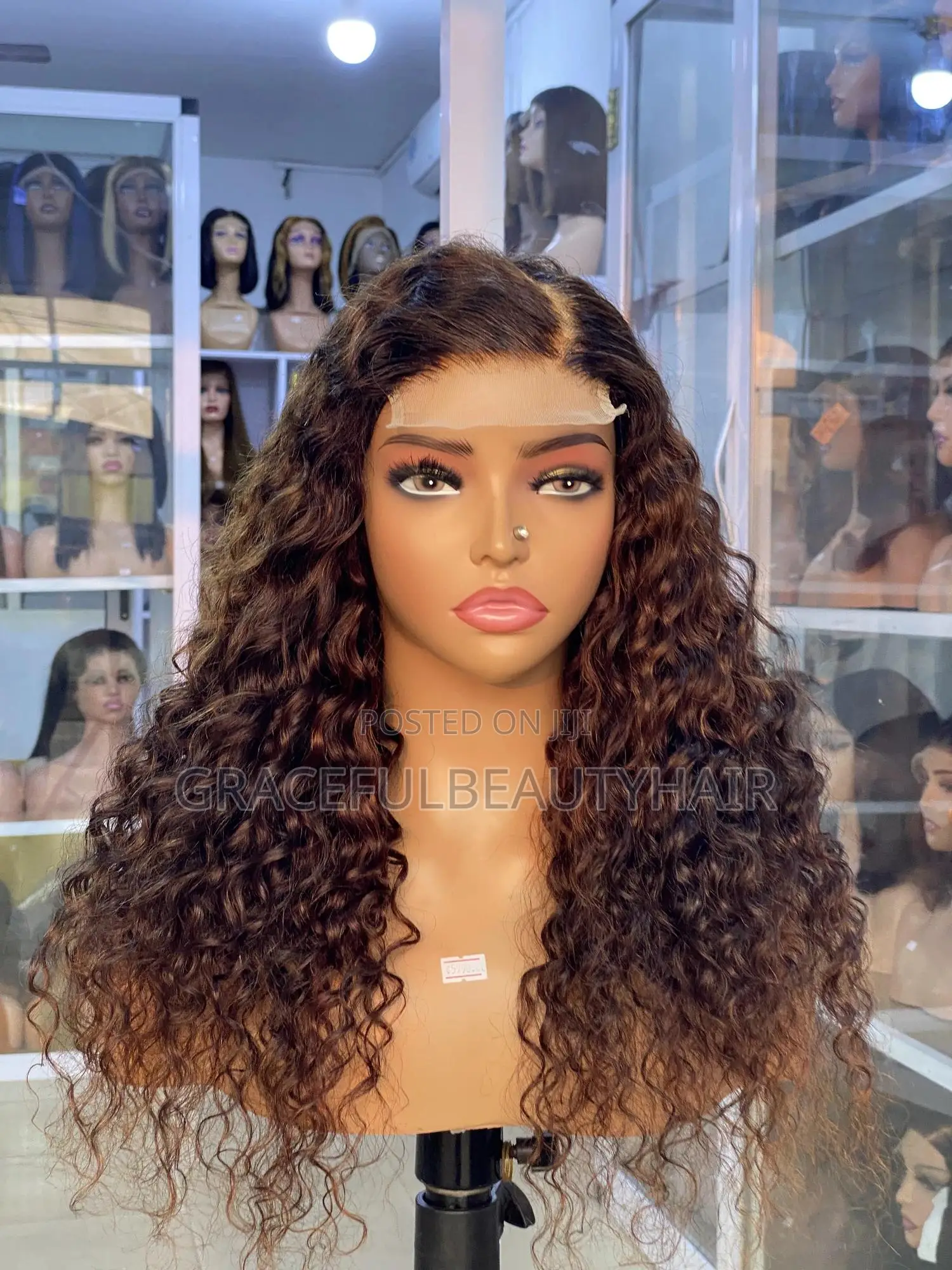20 Inches Carribean Curly Wig Cap Color Brown