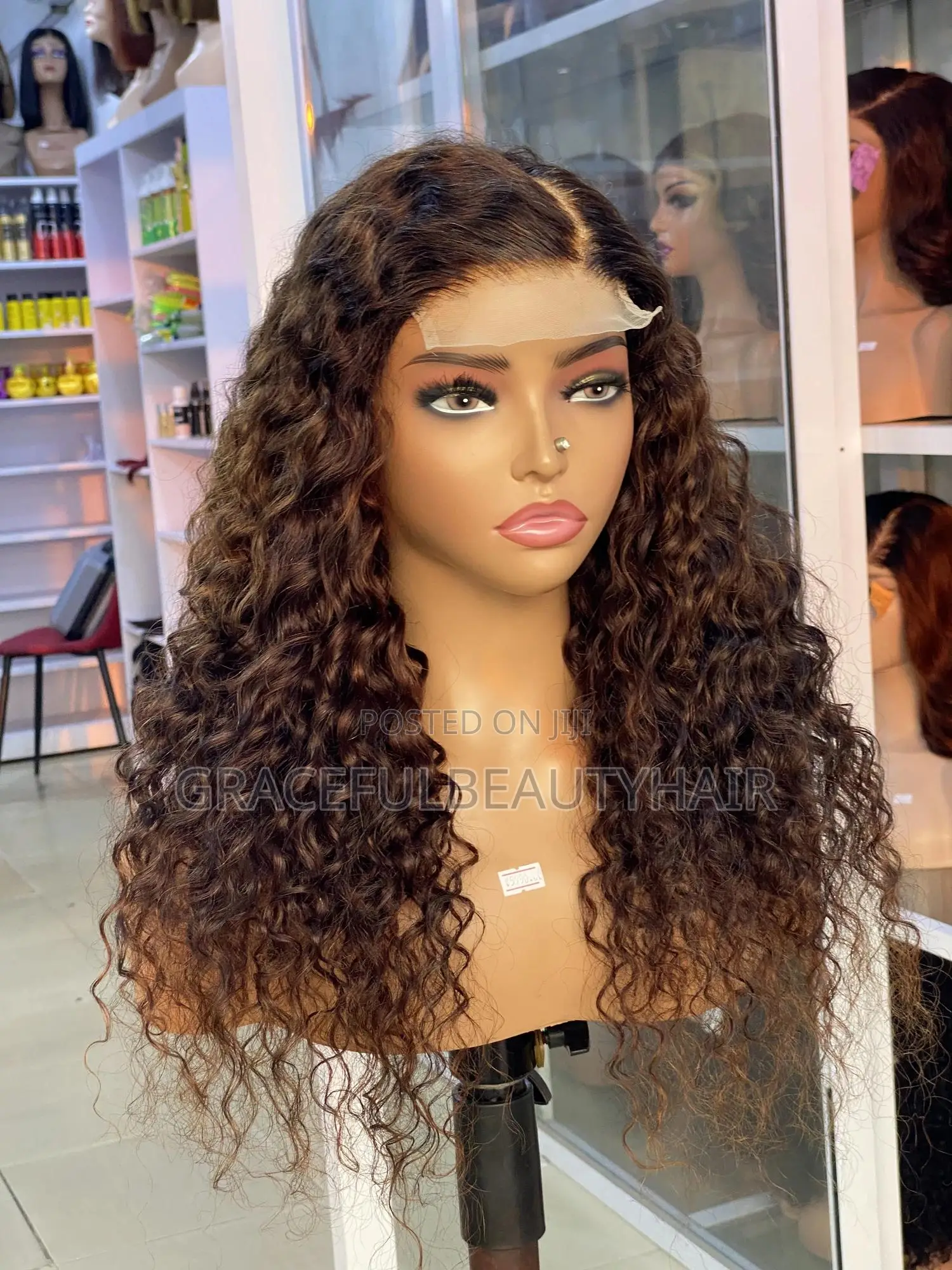 20 Inches Carribean Curly Wig Cap Color Brown