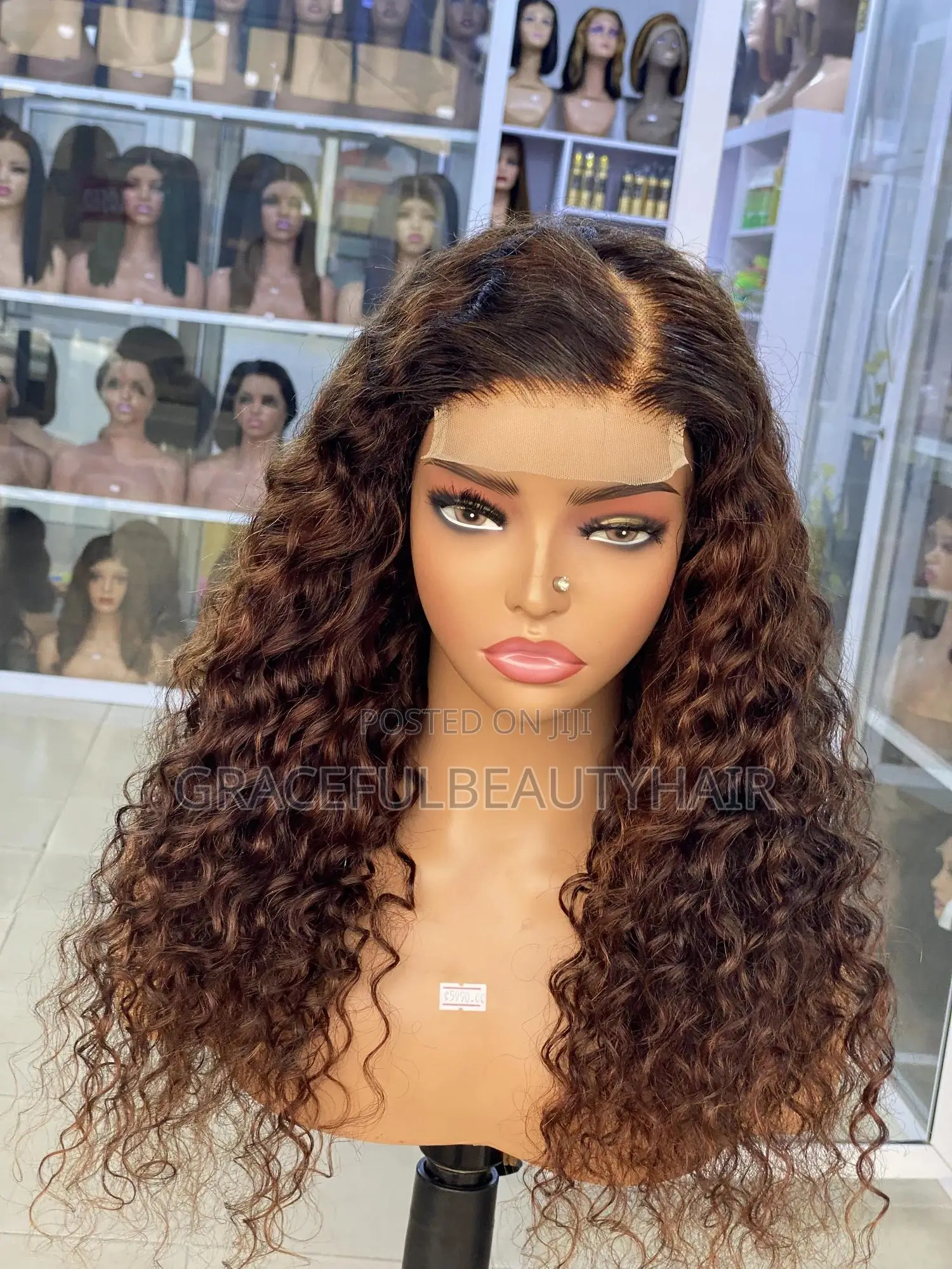 20 Inches Carribean Curly Wig Cap Color Brown