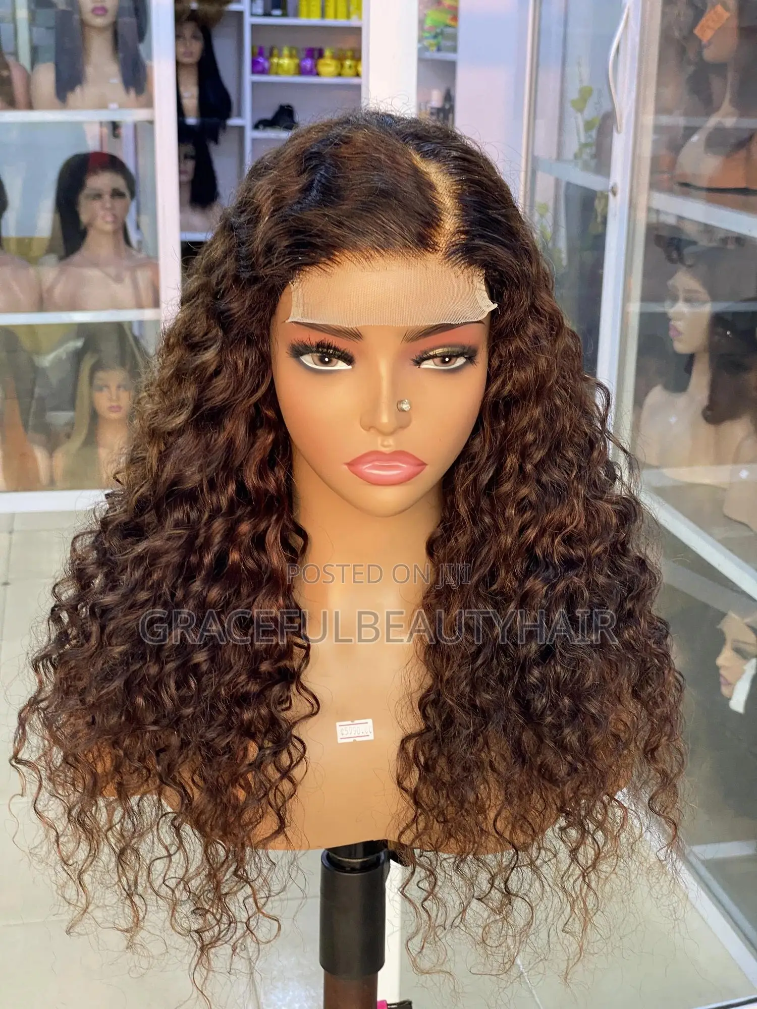 20 Inches Carribean Curly Wig Cap Color Brown