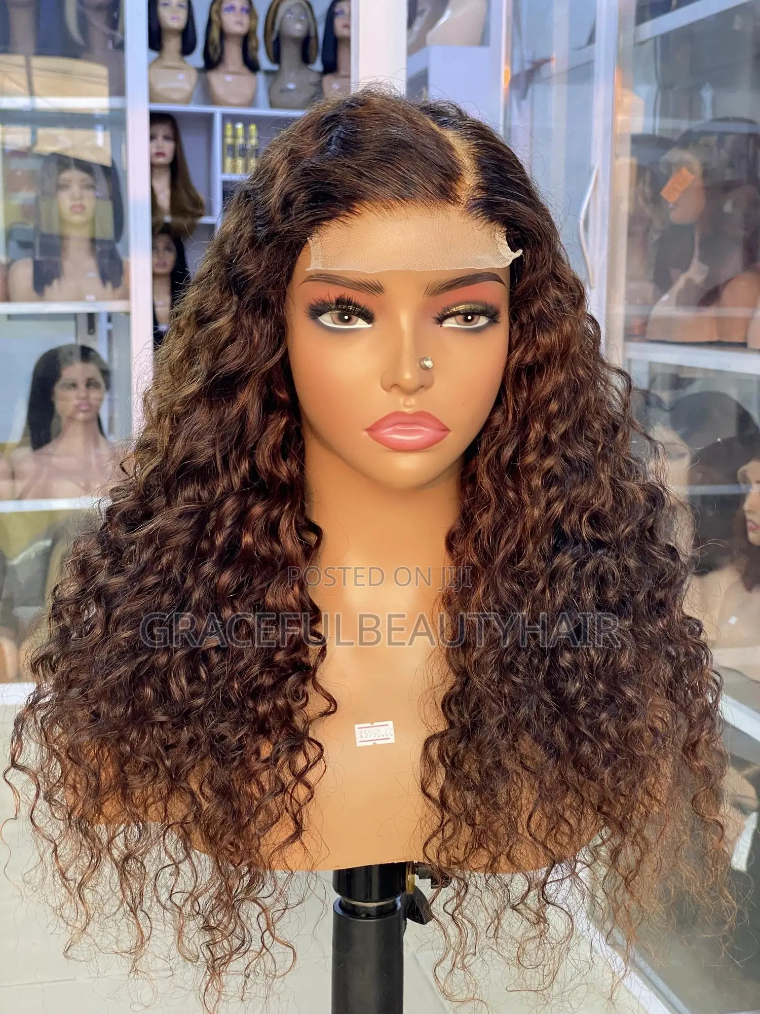 20 Inches Carribean Curly Wig Cap Color Brown