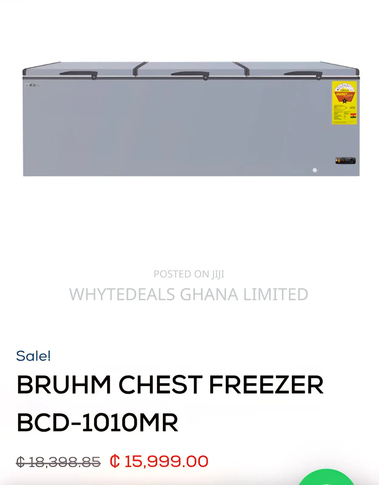 Cold Stores| Bruhm 1000ltrs Chest Freezer| 3-doors| Energy Save| 2025