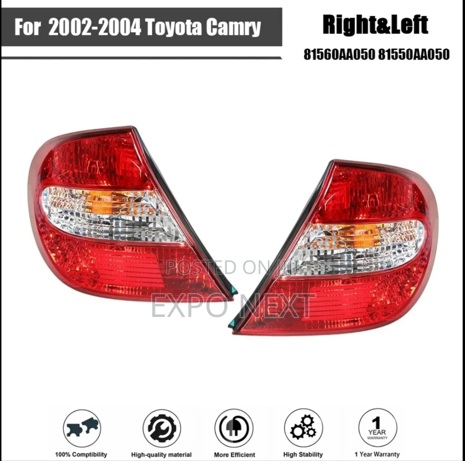 Tail Light  Toyota Camry  2002-2004 Pair Set