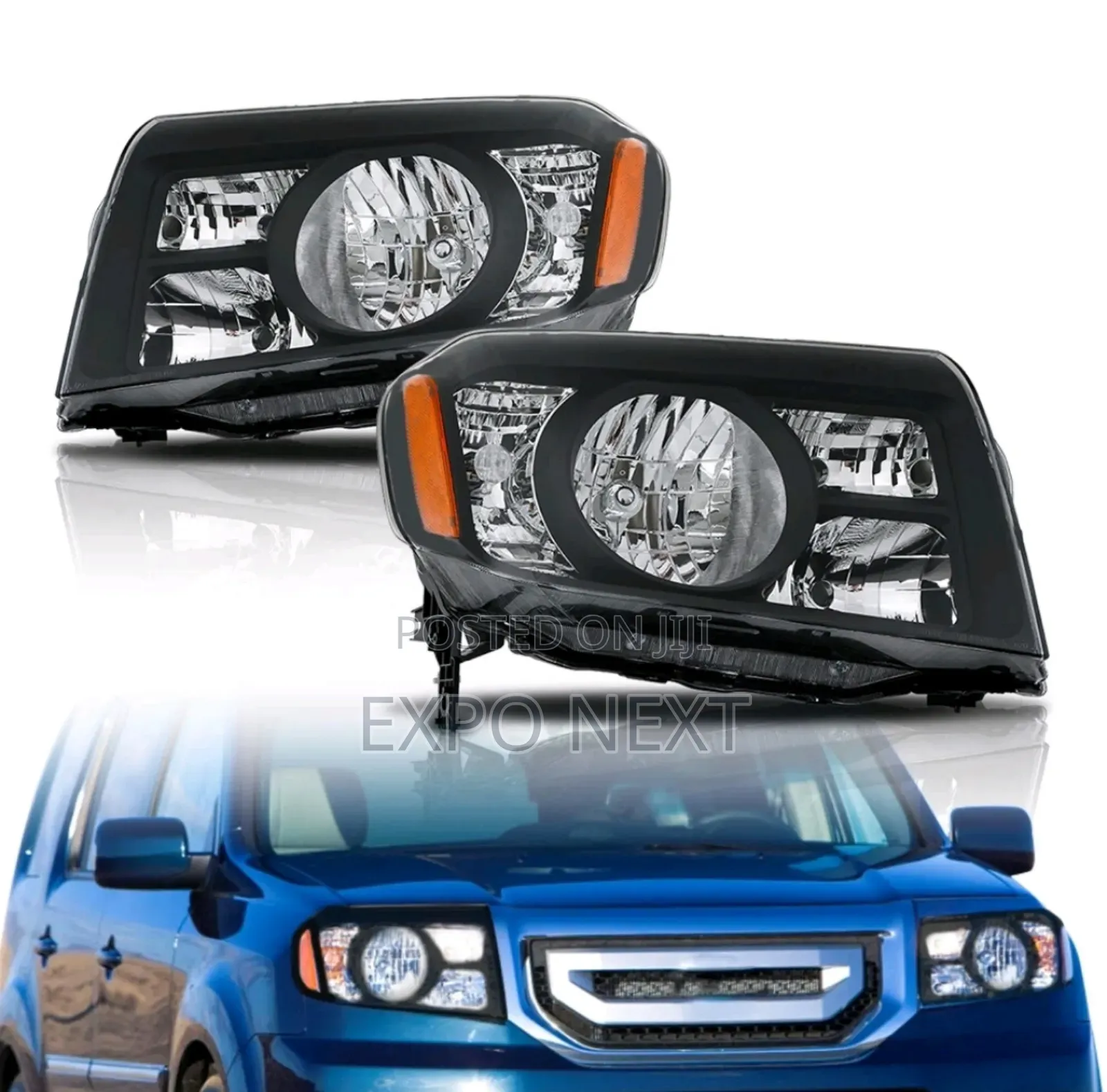 Pair Black Headlights For Honda Pilot 2009-2011 Pair