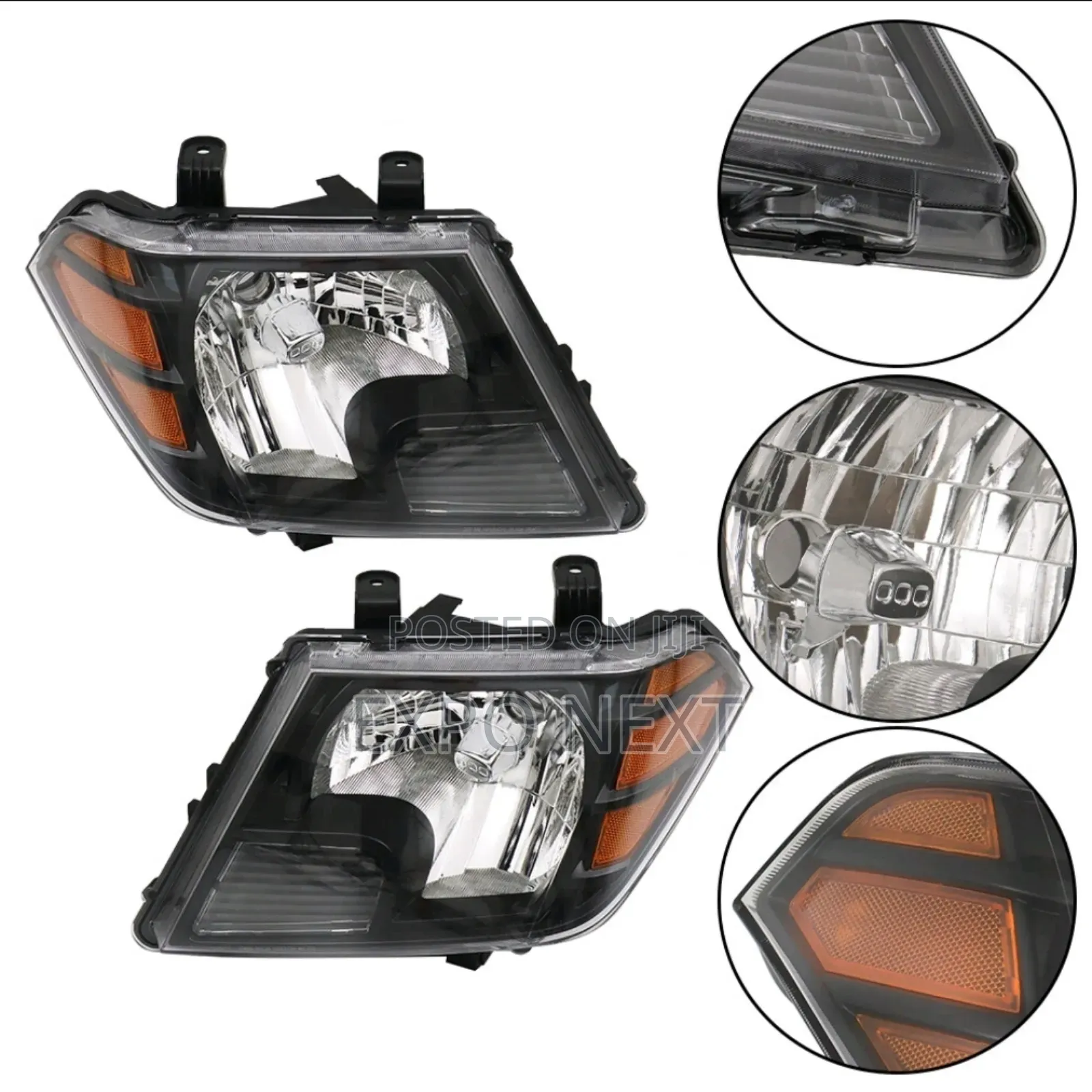 Headlights For Nissan Frontier Truck  2009-2020 Black Pair