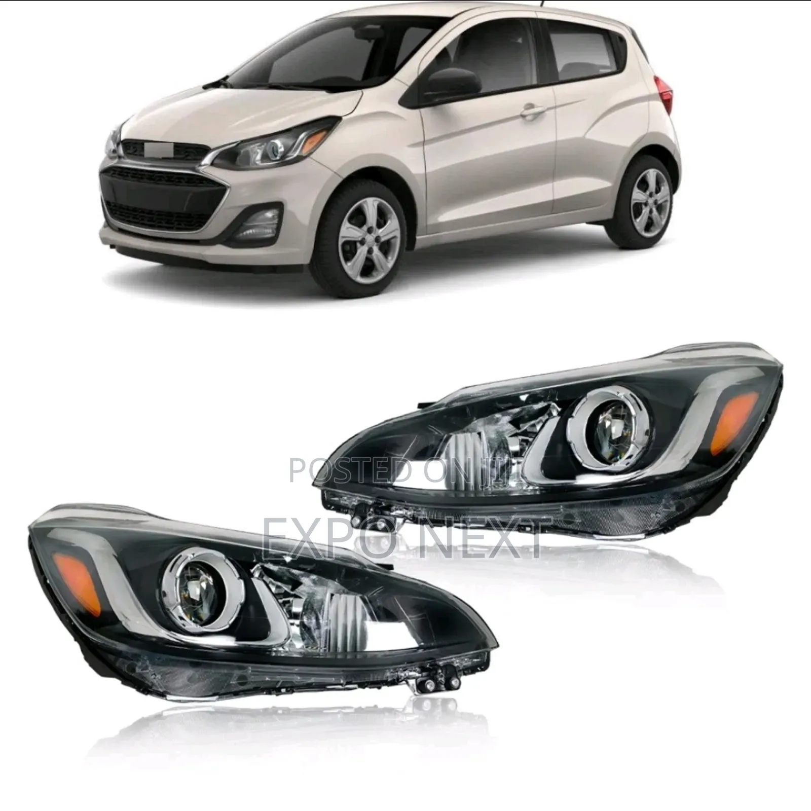 Pair Chevrolet Spark 2019-2021 Headlights  Led Chrome