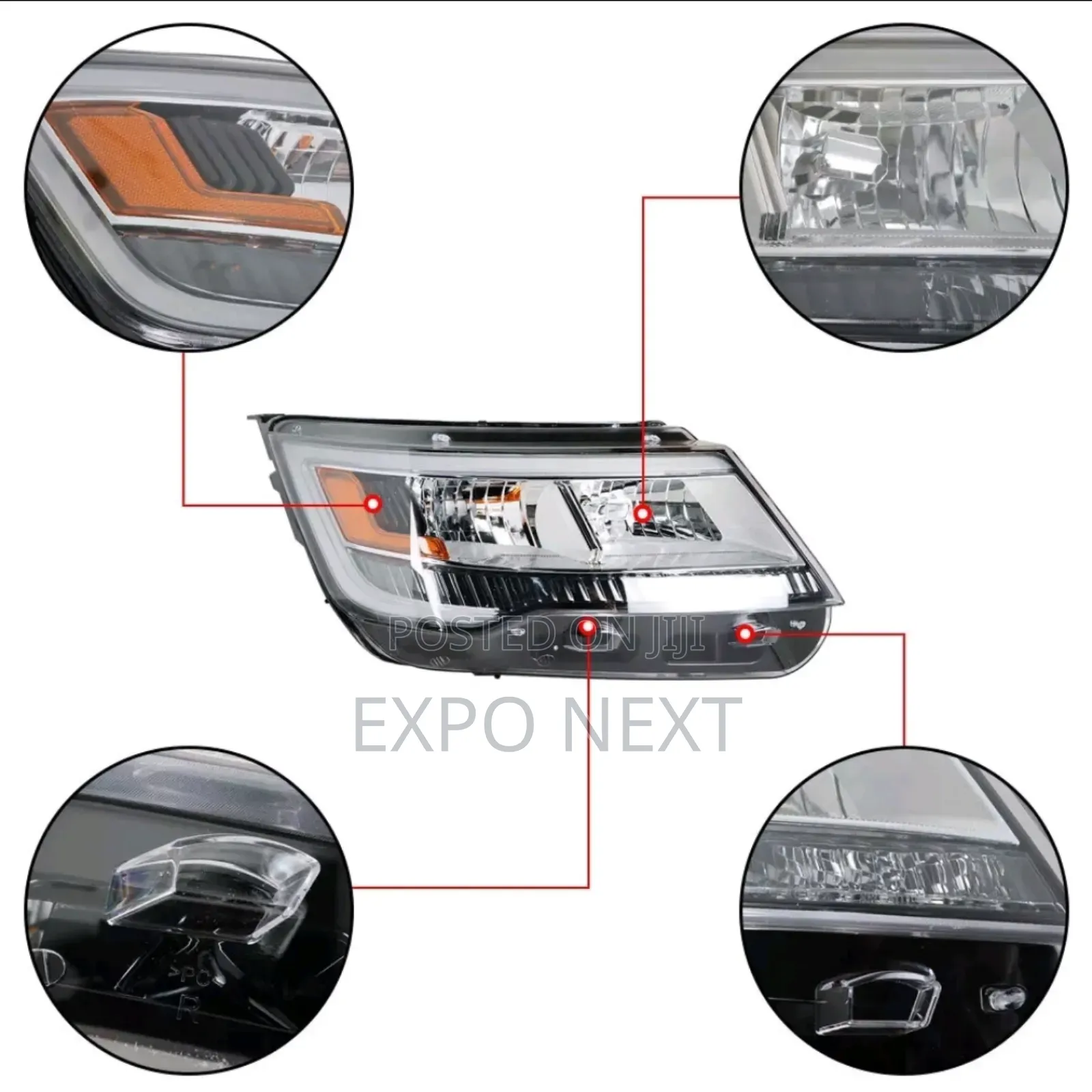 Headlight Led Chrome Housing for 2016-2019 Ford Explorer Pair