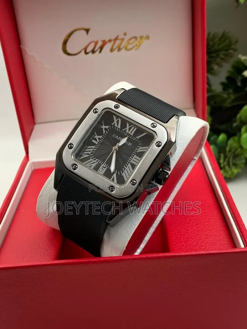 Black Silicone Strap Cartier Timepiece