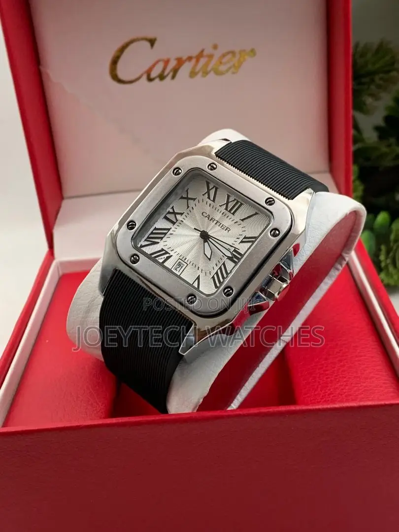 Black Silicone Strap Cartier Timepiece
