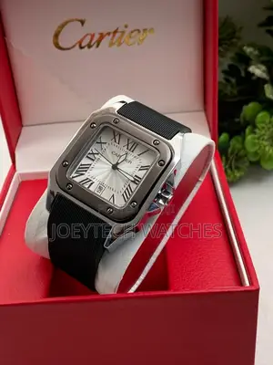 Black Silicone Strap Cartier Timepiece