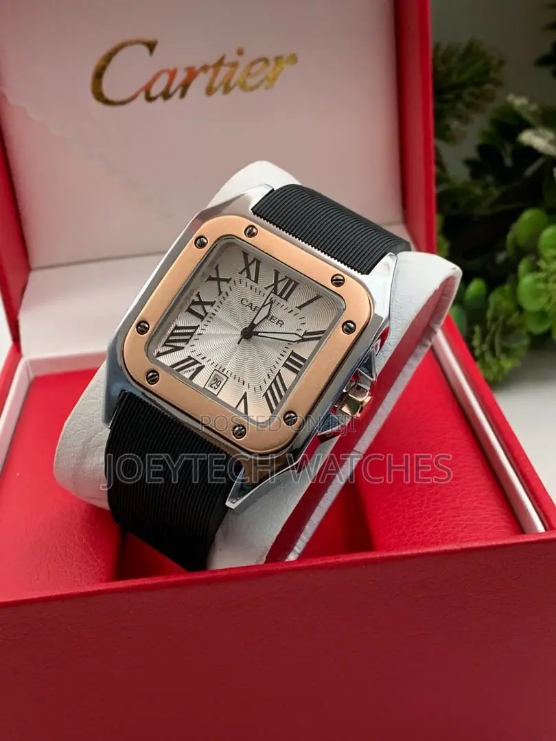 Black Silicone Strap Cartier Timepiece