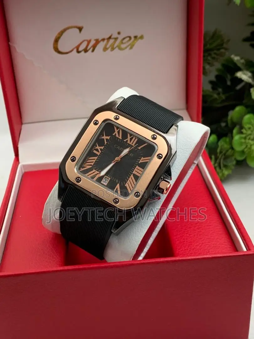 Black Silicone Strap Cartier Timepiece