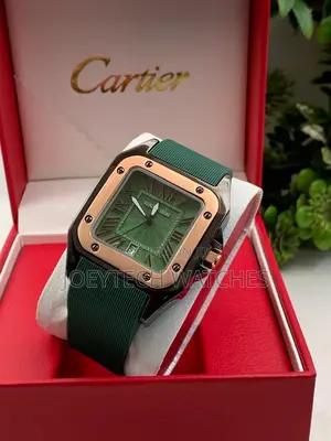 Green and Blue Silicone Strap Cartier Watch