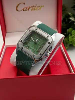 Green and Blue Silicone Strap Cartier Watch