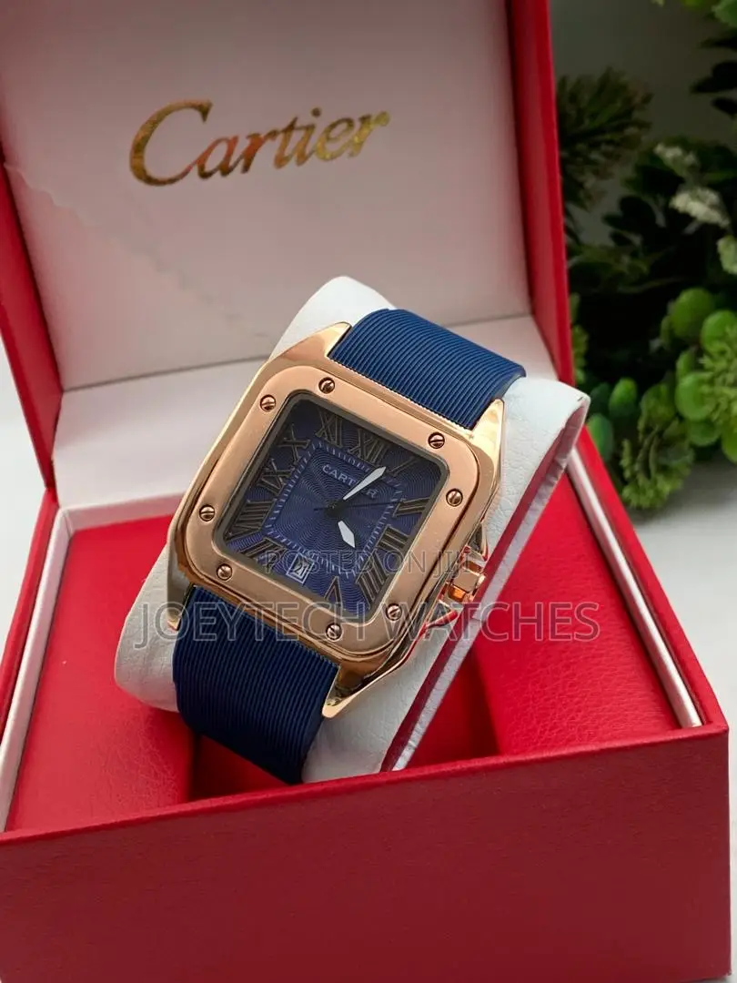 Green and Blue Silicone Strap Cartier Watch