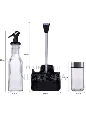 Compact Solid-Liquid Seasoning Set With 2 Glass Shakers. Ghx6519