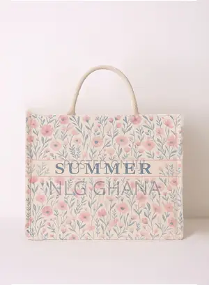 Summer Floral Print Beach Tote Bag - Large Woven Straw. Ghx6628