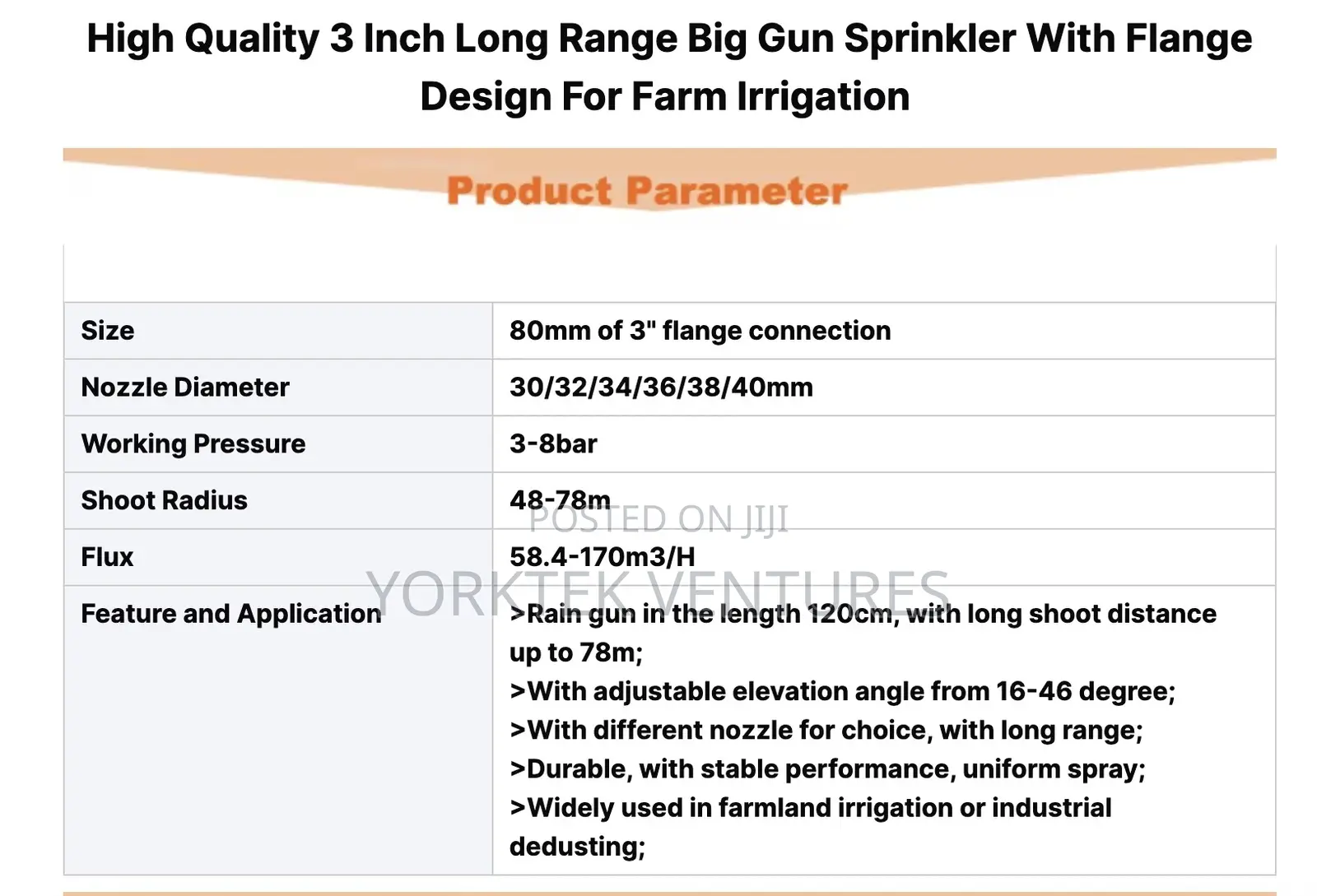 Long Range Big Rain Gun Sprinkler With Flange Design for Irrigation