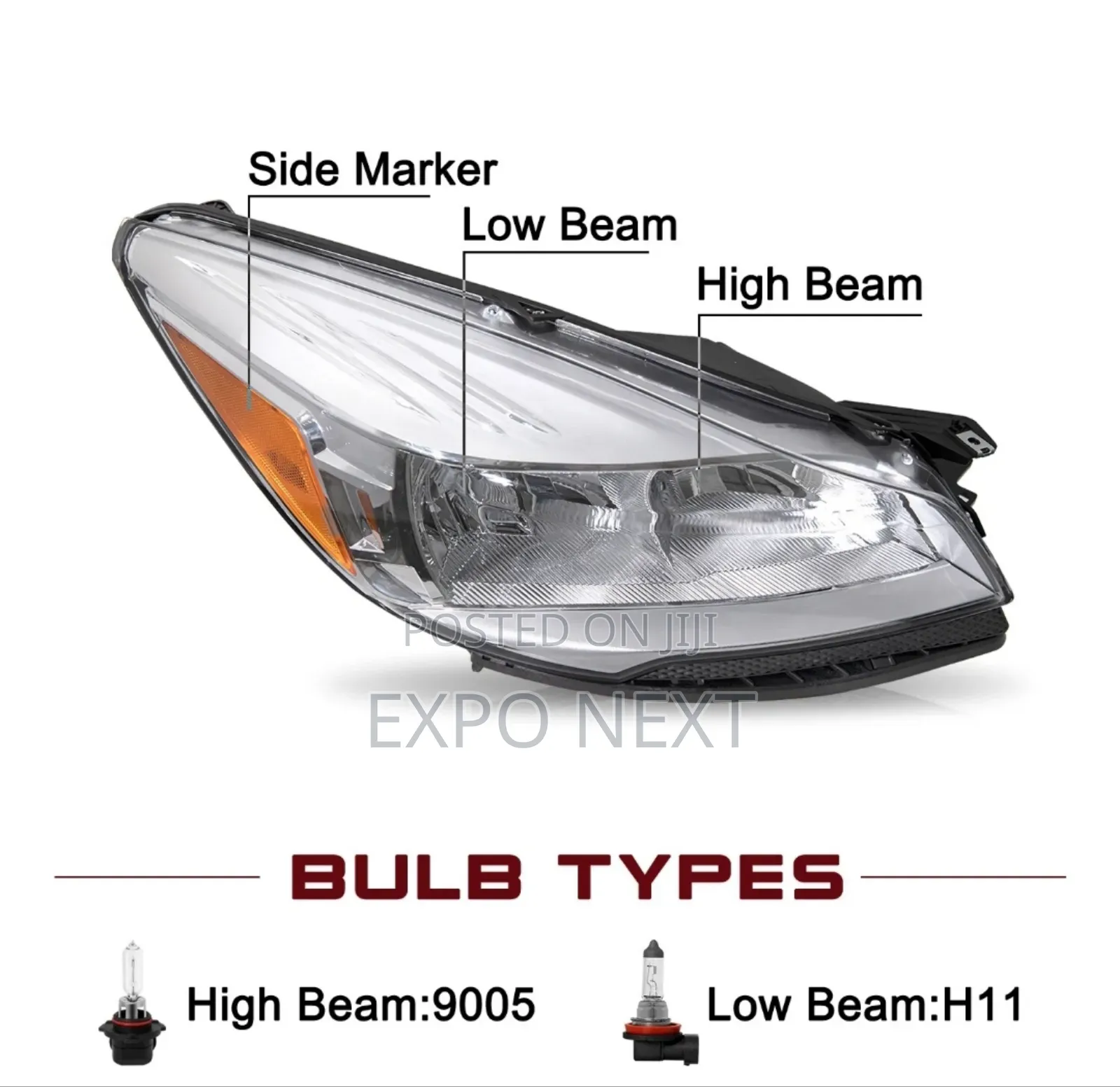 Headlight For 2013-2016 Ford Escape Halogen Chrome Pair