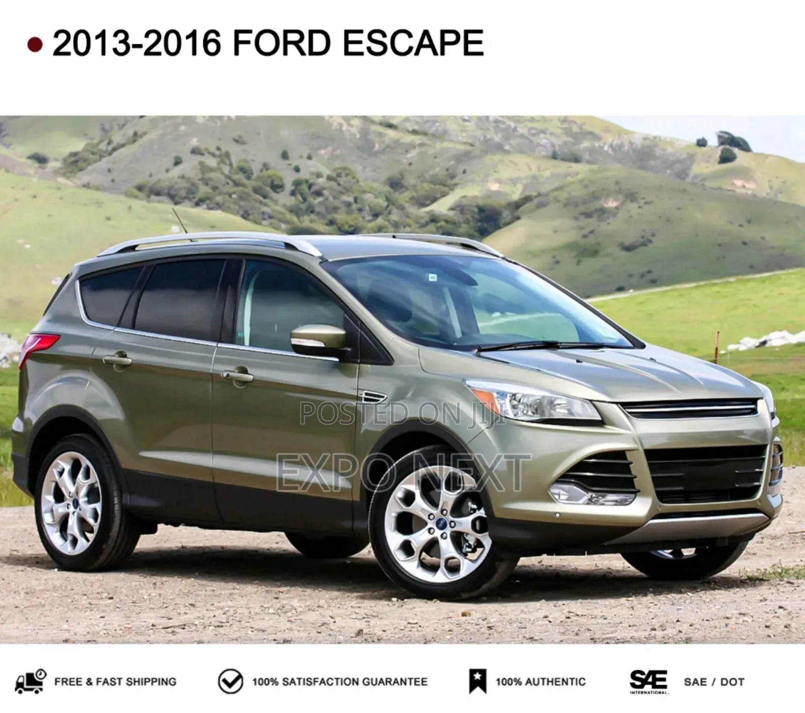 Headlight For 2013-2016 Ford Escape Halogen Chrome Pair