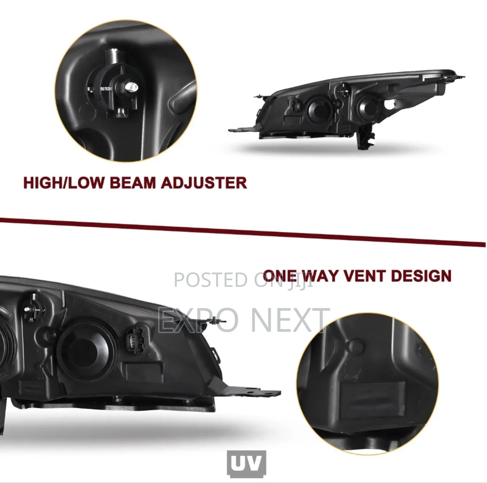 Headlight For 2013-2016 Ford Escape Halogen Chrome Pair