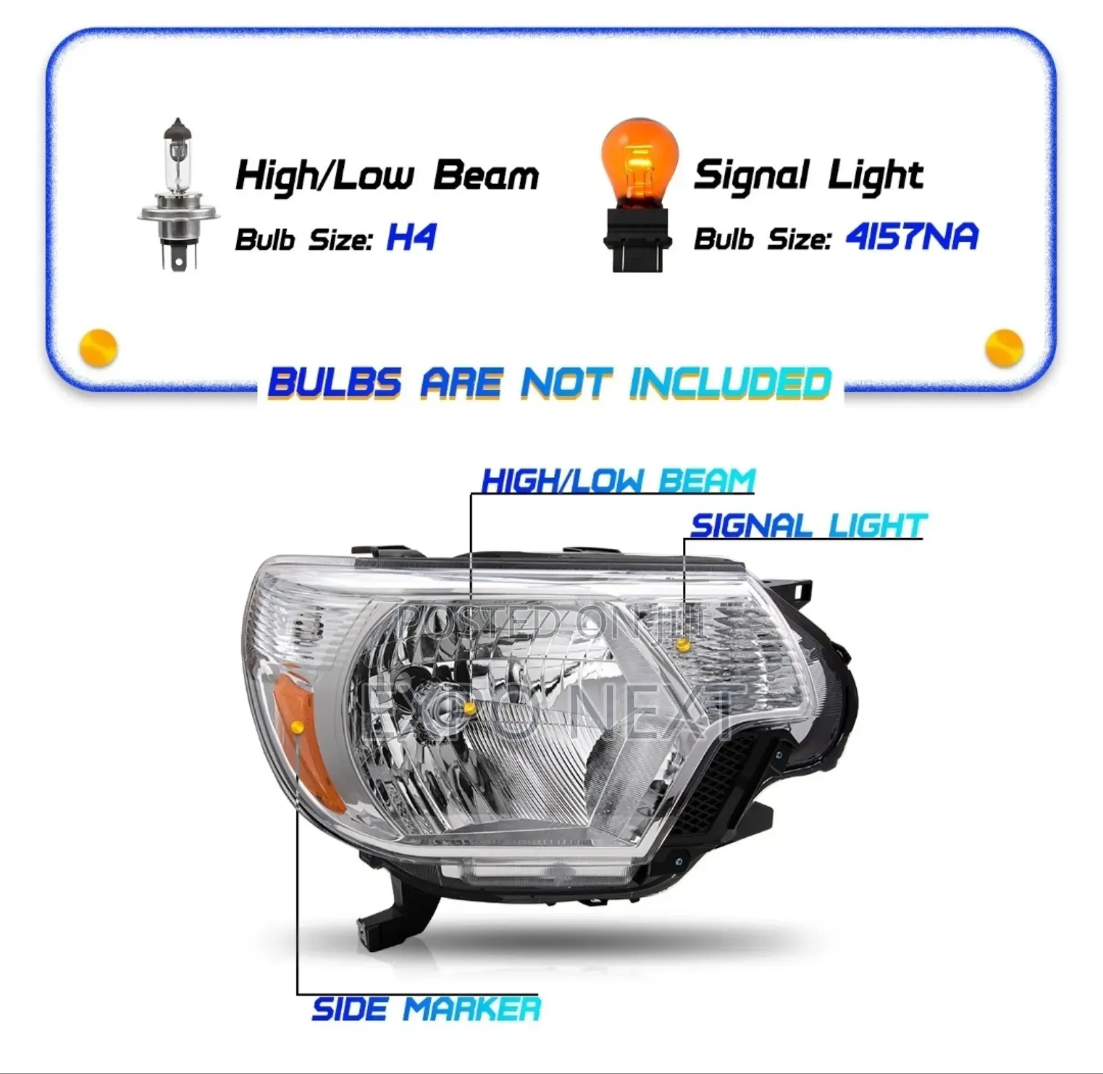 2012-2015 Toyota Tacoma Halogen Chrome Headlight Pair