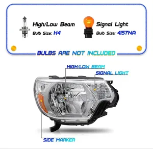 2012-2015 Toyota Tacoma Halogen Chrome Headlight Pair