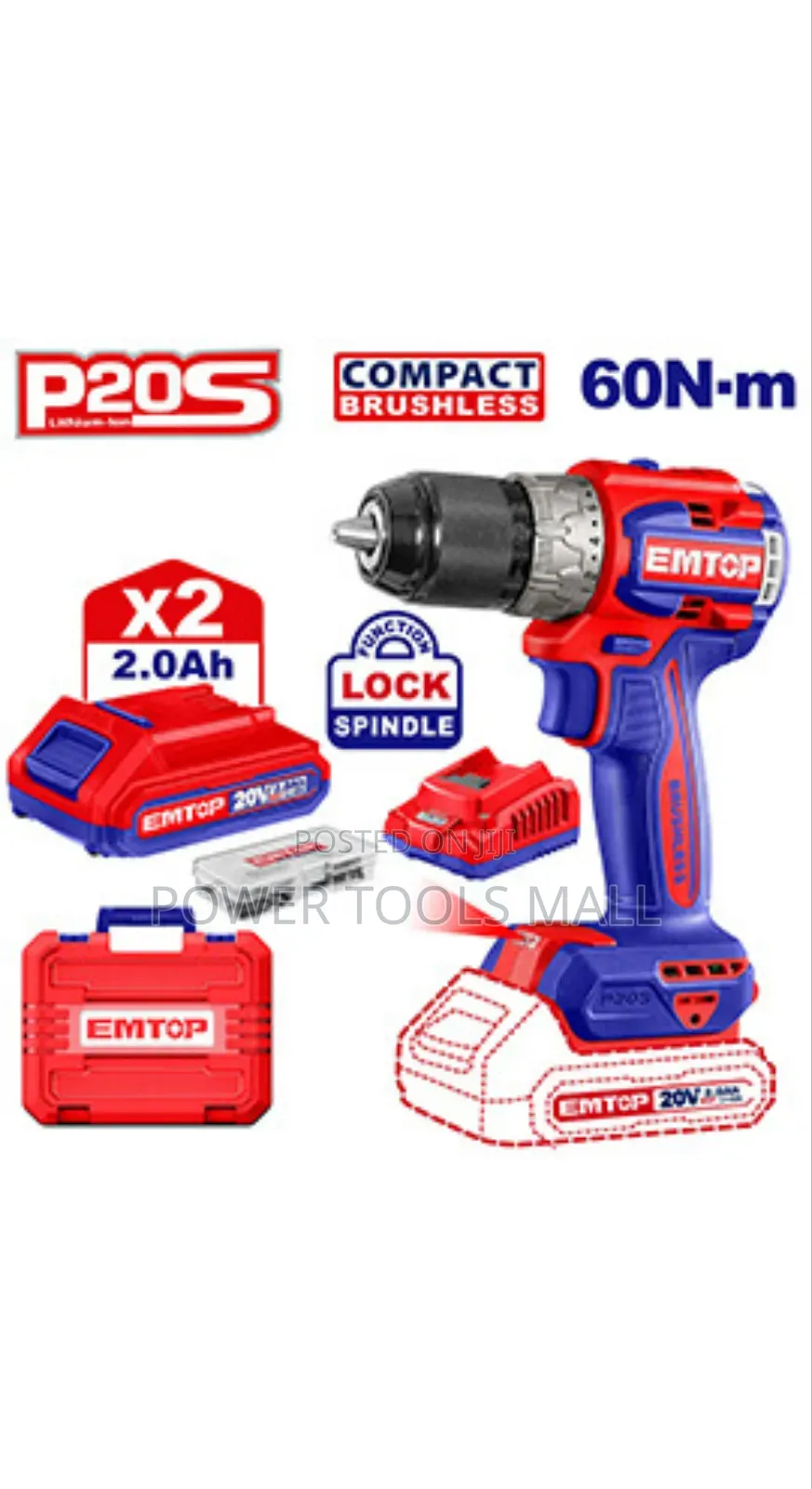 Cordless Compact Brushless Drill Emtop