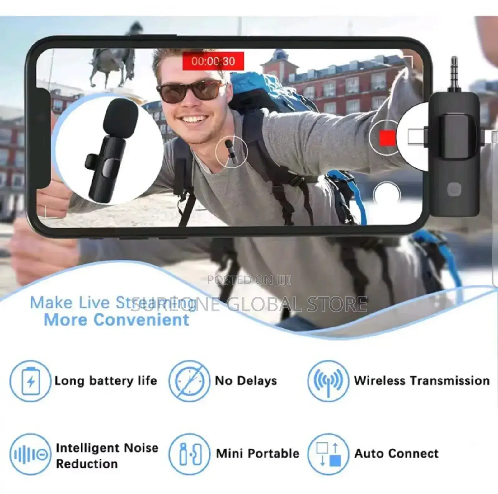 Professional 4 in 1 Wireless Lavalier Microphone