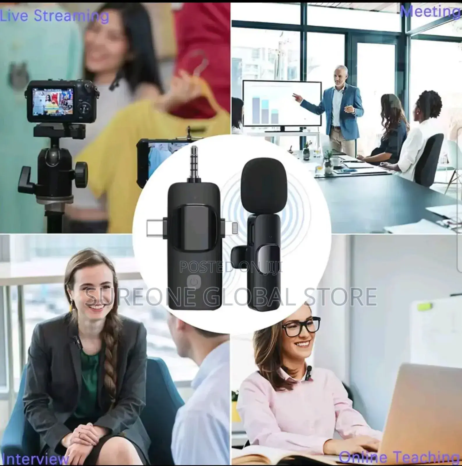 Professional 4 in 1 Wireless Lavalier Microphone