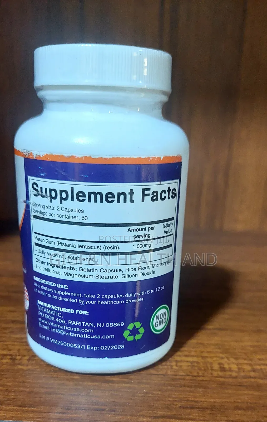 Vitamatic, Mastic Gum, 120 Capsules (500 Mg Per Capsule)