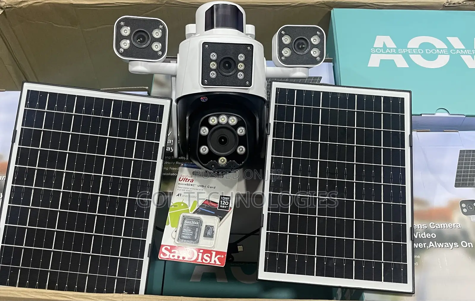 Solar Camera 4 Lens Adjustable 4g Camera With Motion Detector + 64gb