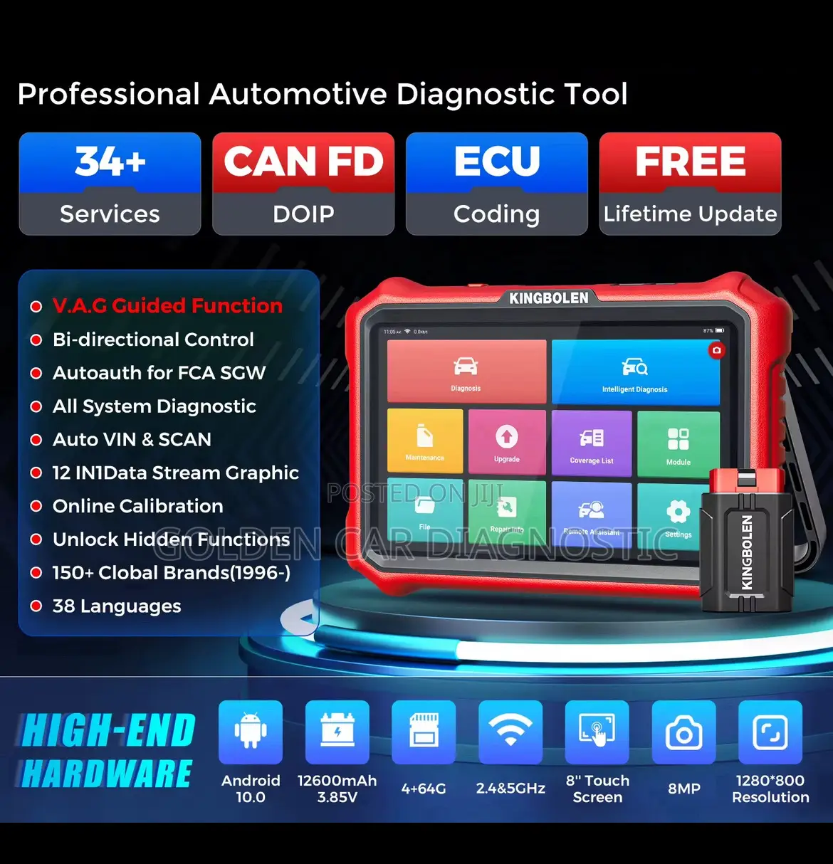 Kingbolen Pro Bt. Obd2 Car Diagnostic Scanner