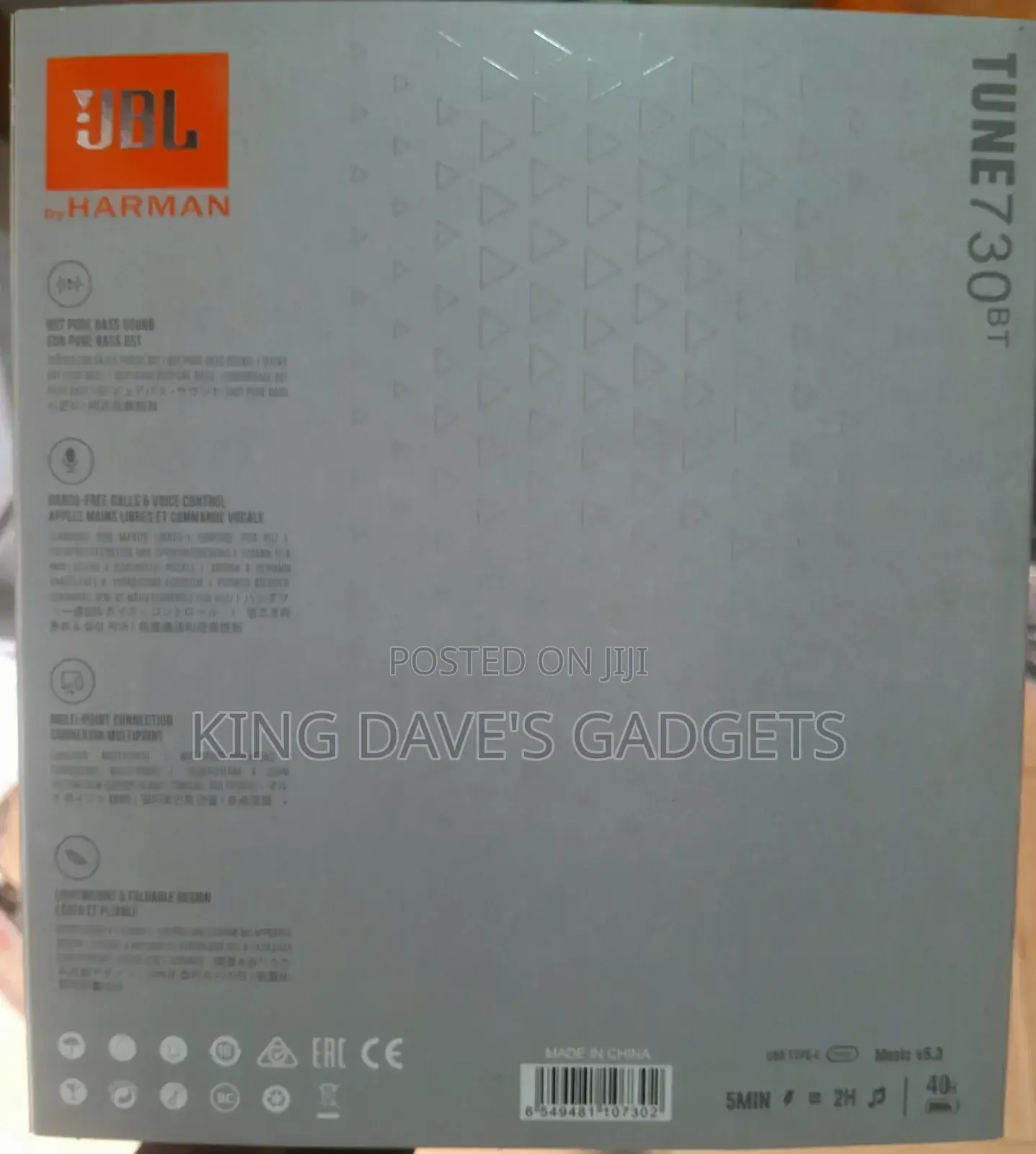 JBL Tune 730bt Pure Bass Wireless Headphone.