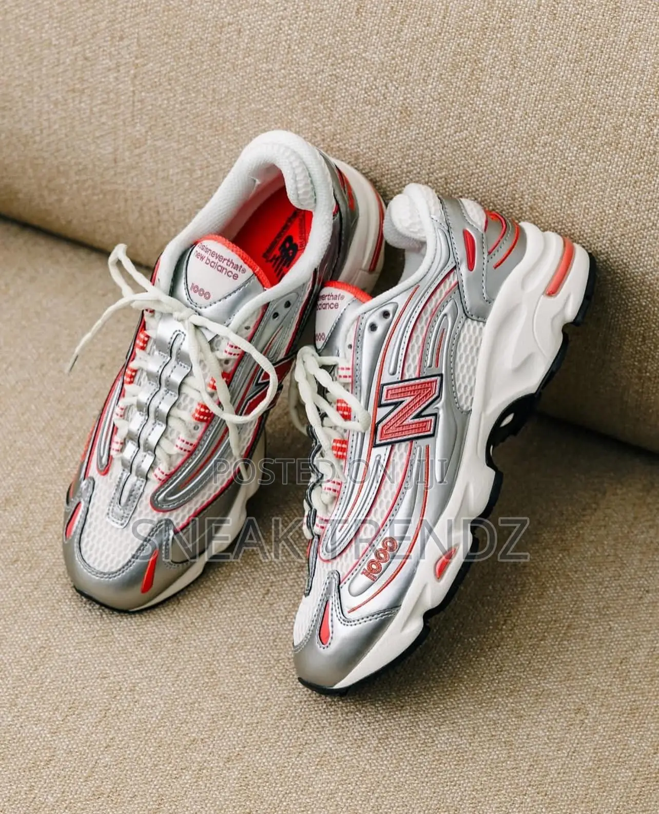 New Balance 1000 Red Silver N White