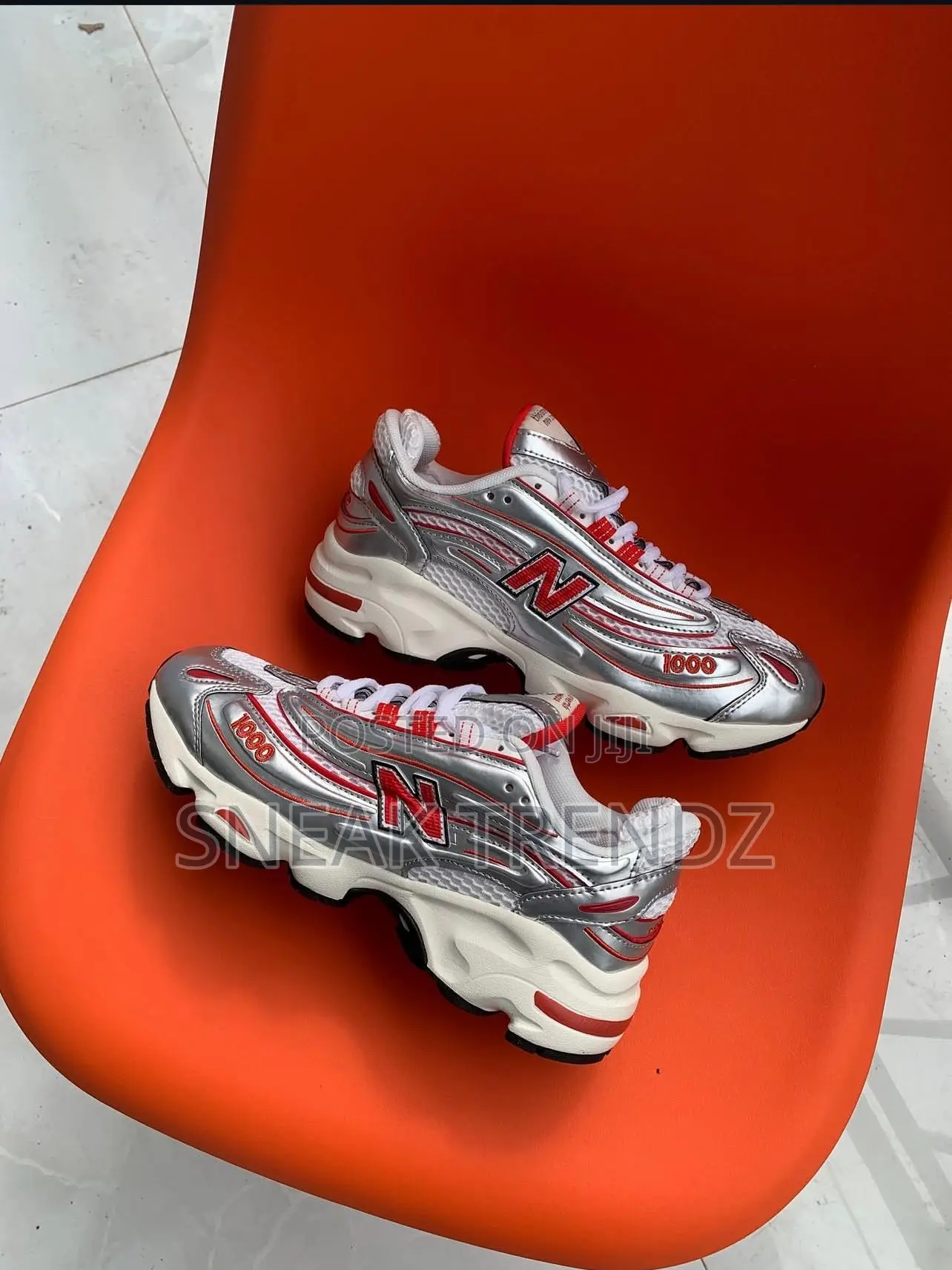 New Balance 1000 Red Silver N White