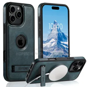 iPhone Leather Case, Magsafe Wireless Charging Support and Kick-Stand