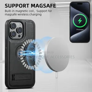 iPhone Leather Case, Magsafe Wireless Charging Support and Kick-Stand