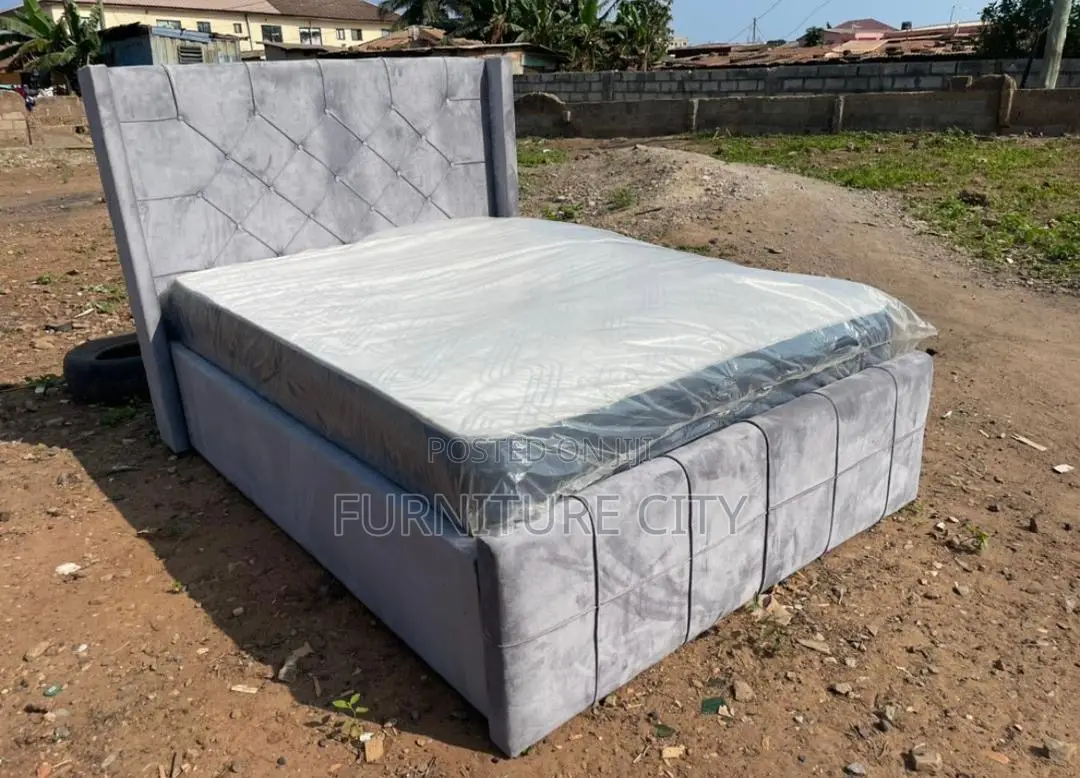 Gray Double Frame With Mattress