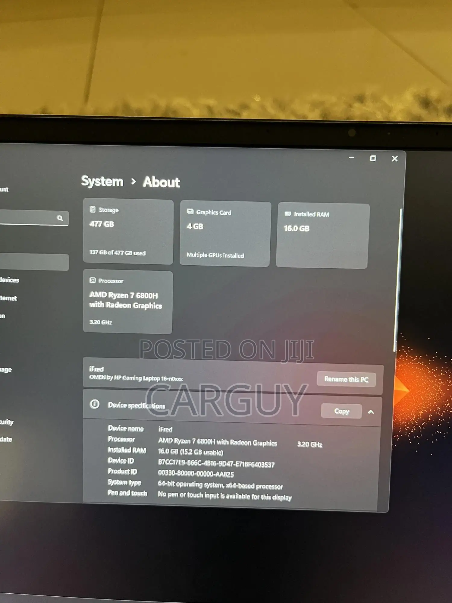 Laptop HP Omen 16 16GB AMD Ryzen 7 SSD 512GB