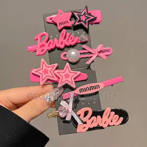 Barbie Style Pink Hair Clips Set for Girls