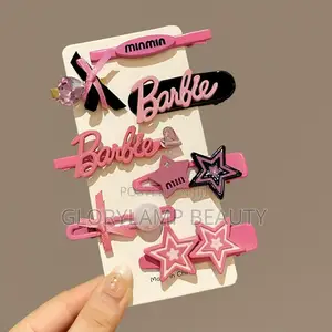 Barbie Style Pink Hair Clips Set for Girls