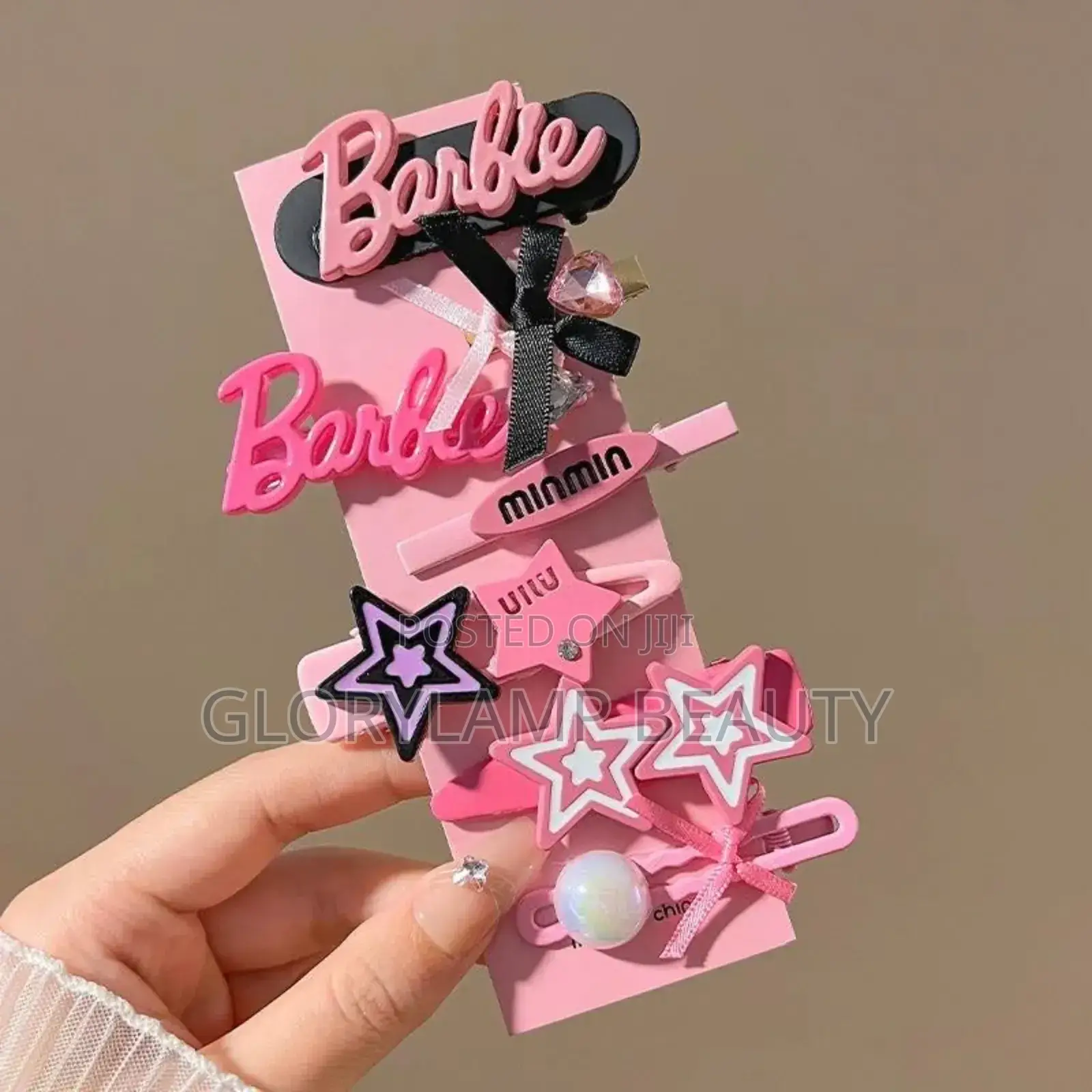 Barbie Style Pink Hair Clips Set for Girls